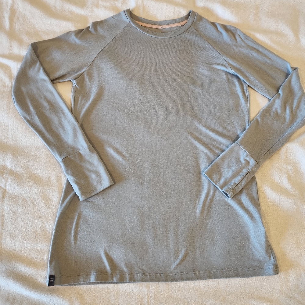 FreeFly Blue Gray Performance Bamboo Long Sleeve Weekender Tee Size Small